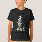 T-shirt Sheepadoodle Christmas I'm Fine Everything Is Fine (Devant)