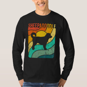 T-shirt Sheepadoodle Coucher de soleil vintage Maman Papa