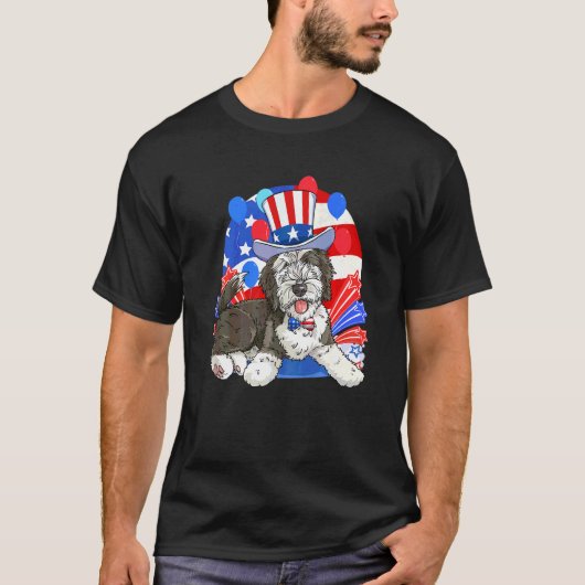 T-shirt Sheepadoodle Patriote Oncle Sam 4 Juillet Ameri (Devant)