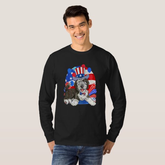 T-shirt Sheepadoodle Patriote Oncle Sam 4 Juillet Ameri (Devant entier)