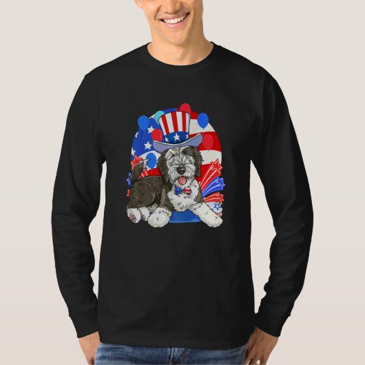T-shirt Sheepadoodle Patriote Oncle Sam 4 Juillet Ameri (Devant)