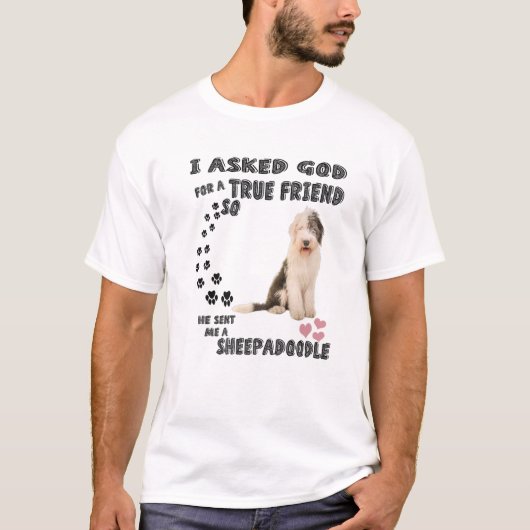 T-shirt Sheepadoodle Quota Maman Sheepdogpoo Papa, Cute Sh (Devant)