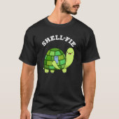 T-shirt Shell-fie Funny Tortoise Selfie Pun Dark BG (Devant)