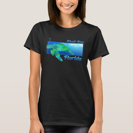 T-shirt Shell Key Florida Natation Tortue (Devant)
