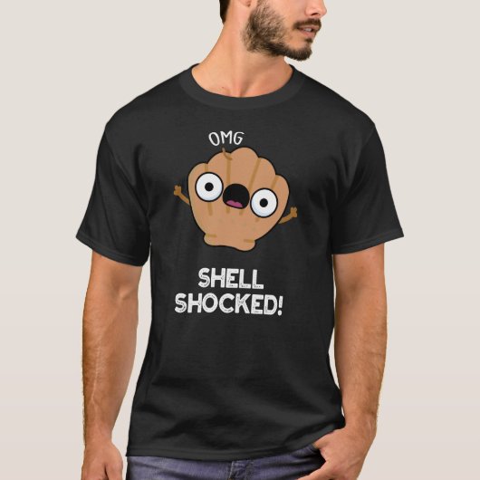 T-shirt Shell Shocky Funny Seashell Pun Dark BG (Devant)
