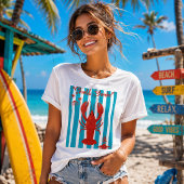 T-shirt "Shell Yeah" Funny Red Lobster Beach Stripes T-Shi
