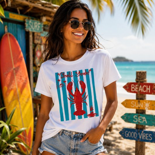 T-shirt "Shell Yeah!" Nautical Red Lobster Coastal Summer