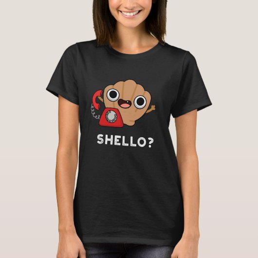 T-shirt Shello Funny Sea Shell Pun Dark BG (Devant)