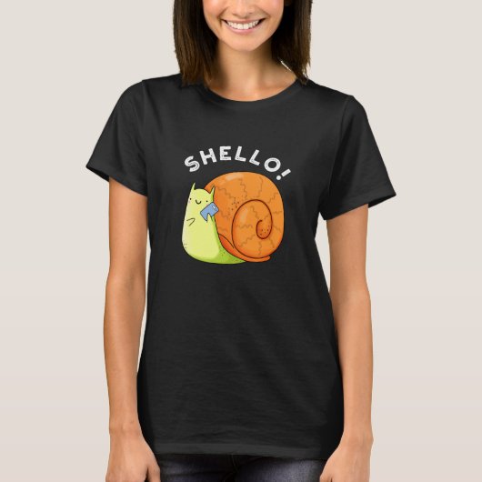 T-shirt Shello Funny Snail Cellphone Pun Dark BG (Devant)