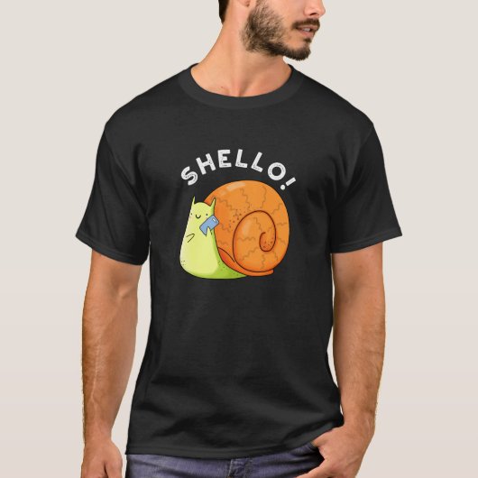 T-shirt Shello Funny Snail Cellphone Pun Dark BG (Devant)