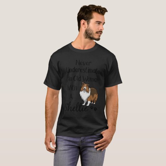 T-shirt Sheltie Cadeau Vieille Femme Et Sheltie Funny Shel (Devant entier)