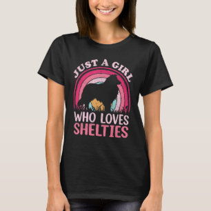 T-shirt Sheltie Chien Vintage juste une fille qui aime She