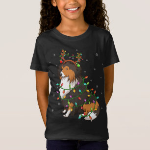T-Shirt Sheltie Chien Xmas Éclairage Reindeer Casquette Sh