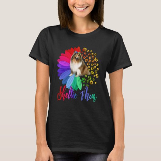 T-shirt Sheltie Maman A Half Sunflower Sheltie Dog Mother' (Devant)