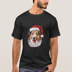 T-shirt Sheltie Santa Hat Noël Amoureux de les chiens Cade