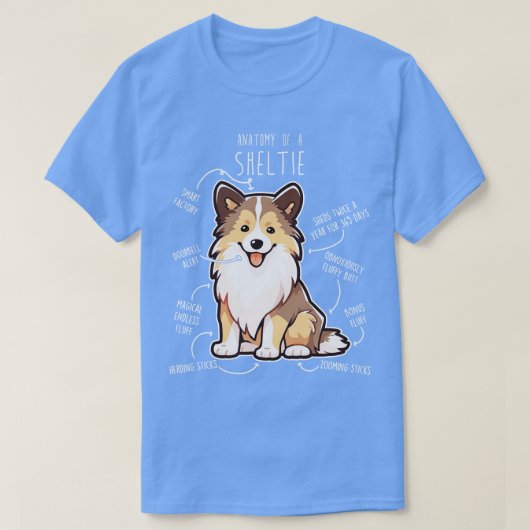 T-shirt Sheltie Shetland Sheepdog Anatomie 4 (Design devant)