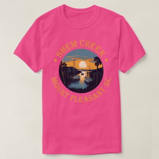 T-shirt Shem Creek Sunset Mount Pleasant SC Gold Version G (Design devant)