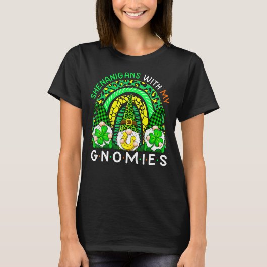 T-shirt Shenanigans Avec Mes Gnomes Rainbow Leopard St Pat (Devant)