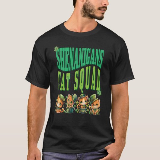 T-shirt Shenanigans Cat Squad St Patrick's Day Kitten St P (Devant)