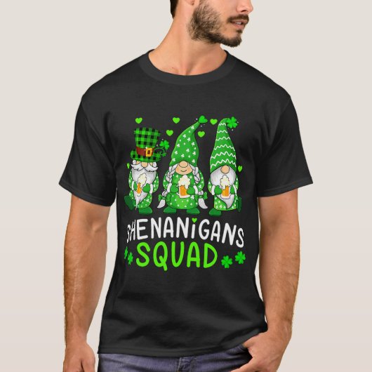 T-shirt Shenanigans Squad Gnomes Shamrock Bonne St Patrick (Devant)