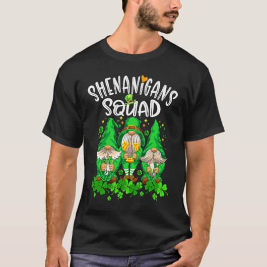 T-shirt Shenanigans Squad Gnomes Shamrock Happy St Patrick (Devant)