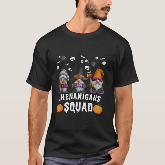 T-shirt Shenanigans Squad Halloween Gnomes Citrouille Hall (Devant)