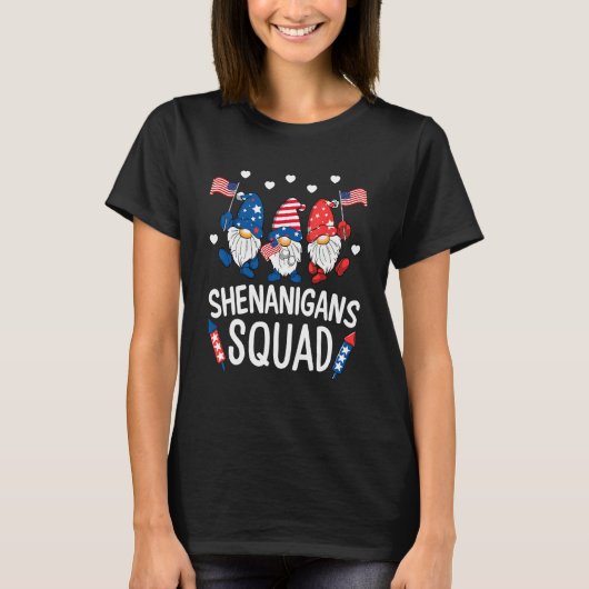 T-shirt Shenanigans Squad Happy 4th Of July Gnome Patriot (Devant)