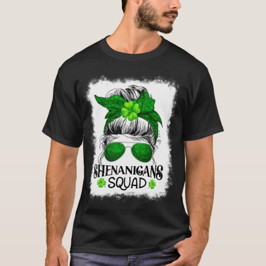 T-shirt Shenanigans Squad St. Patrick's Day Messy Bun (Devant)