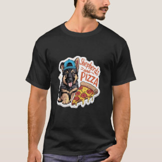 T-shirt Shepherds And Pizza - Cute German Shepherd Puppy D
