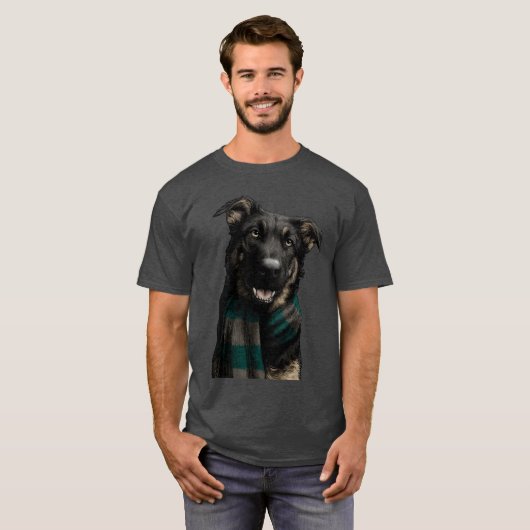 T-shirt Sheprador portant une écharpe (Devant entier)