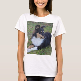 T-shirt shet shet noir blanc tan pondre pleine