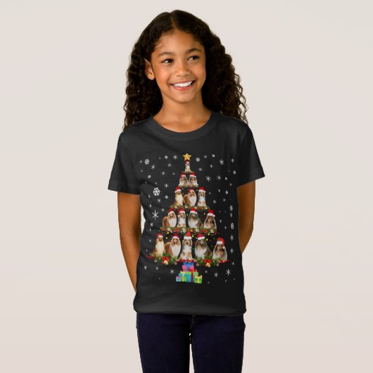 T-Shirt Shetland Sheepdog Christmas Tree Funny Sheltie Xma (Devant entier)