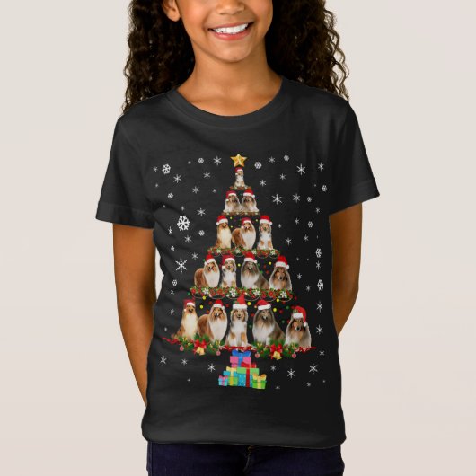 T-Shirt Shetland Sheepdog Christmas Tree Funny Sheltie Xma (Devant)