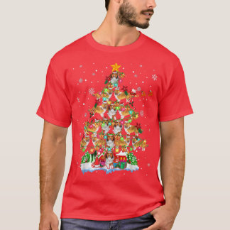 T-shirt Shetland Sheepdog Christmas Tree Lights Père Noël 