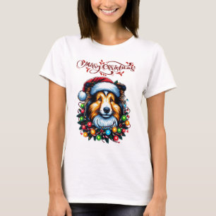 T-shirt Shetland Sheepdogs Chien Noël Casquette Noël Noël