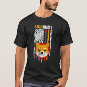 T-shirt Shiba Army, Shiba Inu Coin With American Flag Shib