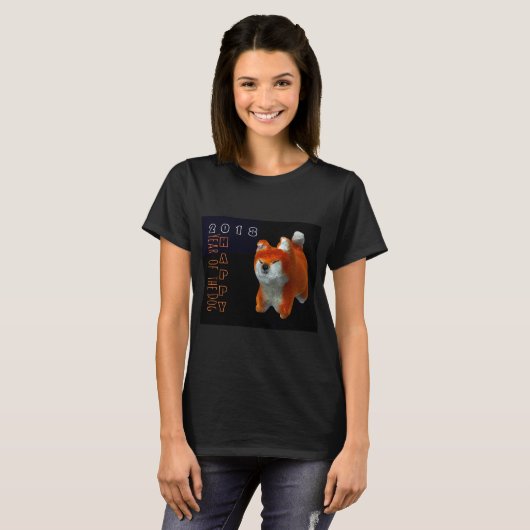 T-shirt Shiba Chiot 3D Art numérique Chien Année 2018 Femm (Devant entier)