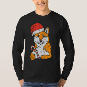 T-shirt Shiba Inu Akita Chien de Noël Chapeau de Père Noël
