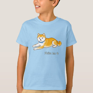 T-shirt Shiba Inu Avec Col Bleu Clair Pixel Art