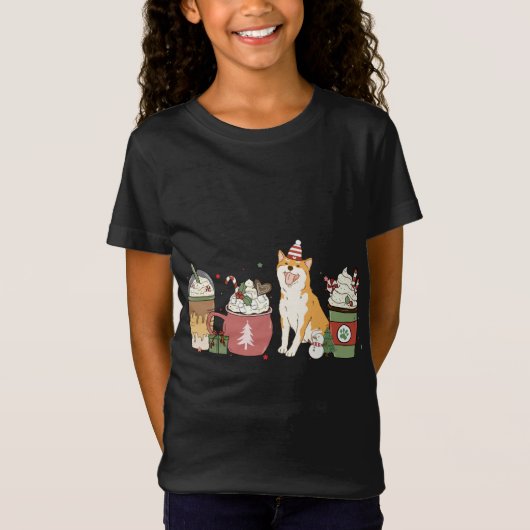 T-Shirt Shiba Inu Café Latte hiver Chien de Noël Maman Ho (Devant)