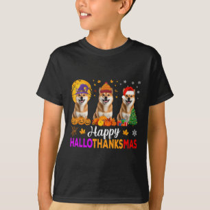 T-shirt Shiba Inu Chien Halloween Noël Hallothanksmas 1