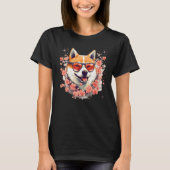 T-shirt Shiba Inu Chien Japonais Fleur de cerisier Sakura (Devant)