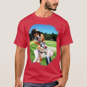 T-shirt Shiba Inu Chien Jouant À La Table Baseball