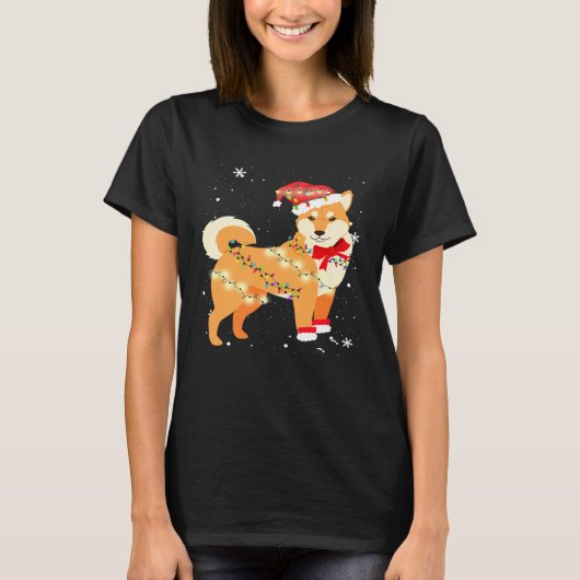 T-shirt Shiba Inu Chien Noël Arbre Noël Noël Maman Papa (Devant)
