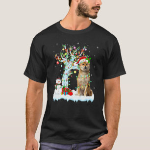 T-shirt Shiba Inu Chien Xmas Tree Lighting Père Noël Shiba