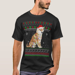 T-shirt Shiba Inu éclaire Funny Pajama de Noël cadeau Noël