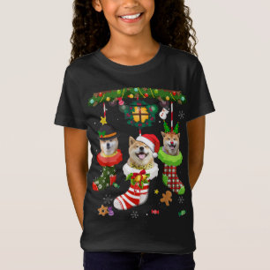 T-Shirt Shiba Inu En Chaussettes Noël Noël Noël Chapeau No