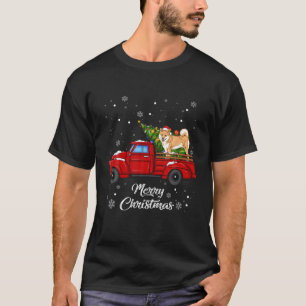 T-shirt Shiba Inu équitation Camion Rouge Merry Xmas Tree 