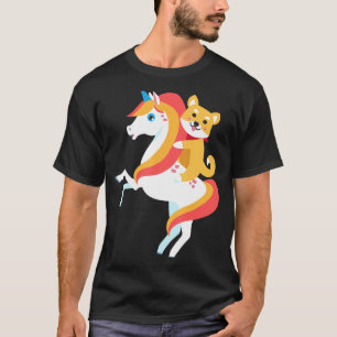 T-shirt Shiba Inu équitation Unicorn mignon chien drôle Ha