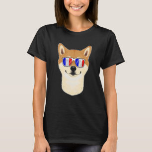 T-shirt Shiba Inu France Lunettes de soleil I Drapeau fran